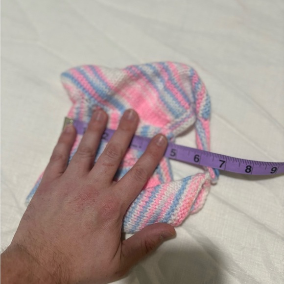 Vintage striped Pink and Blue Kids Knit Hat - Picture 6 of 6
